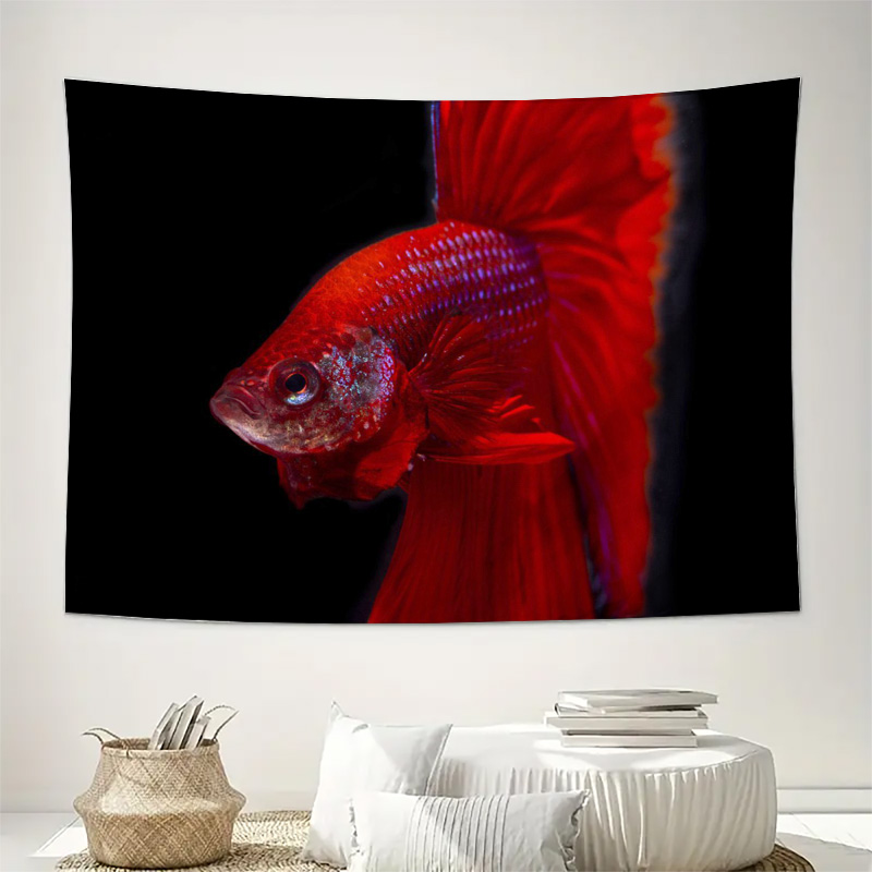 Vibrant Red Betta Fish Tapestr - Ocean Aquarium ulasan dan harga