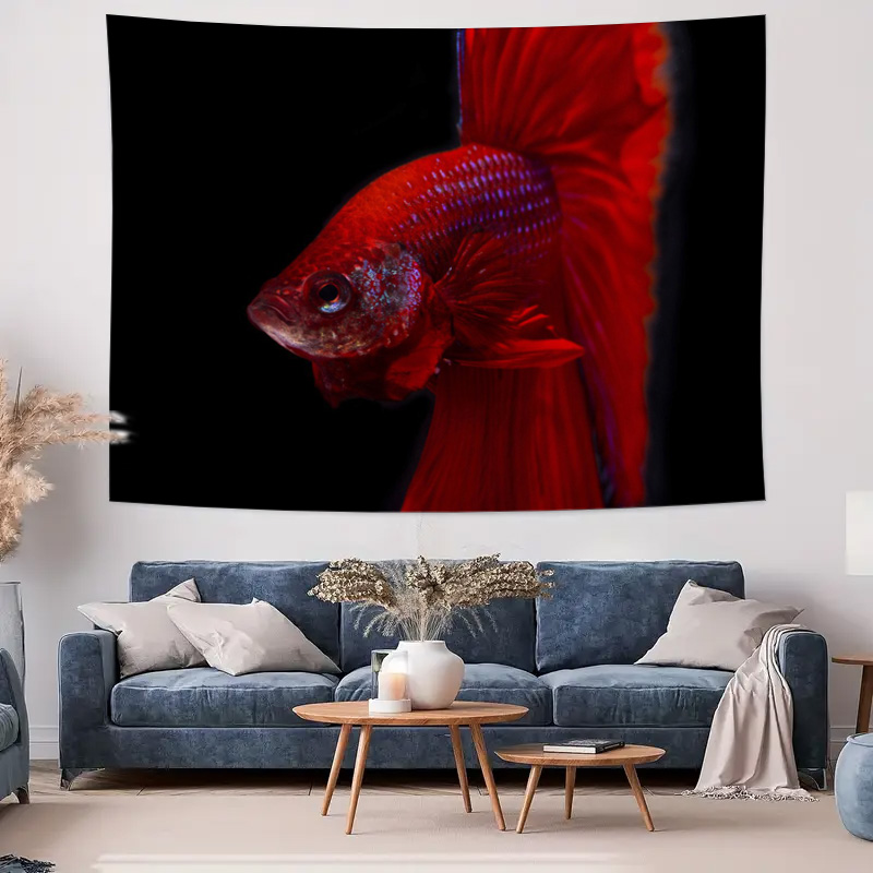 Vibrant Red Betta Fish Tapestr - Ocean Aquarium ulasan dan harga